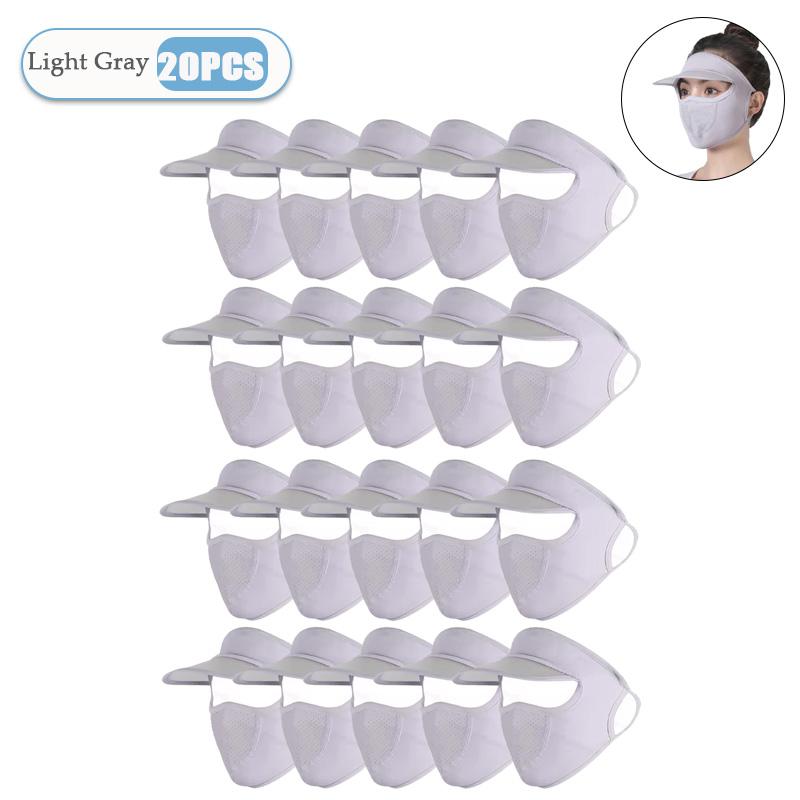 1-20PCS Women‘s Summer Ice Silk Sun Hat with Full Face Mask Breathable UV Protection Lightweight Washable for Outdoor Travel