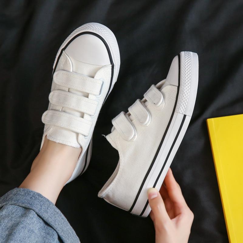 Spring NEW Low Top Magic Stick Canvas Shoes Female Ins Student Board Shoes White Shoes