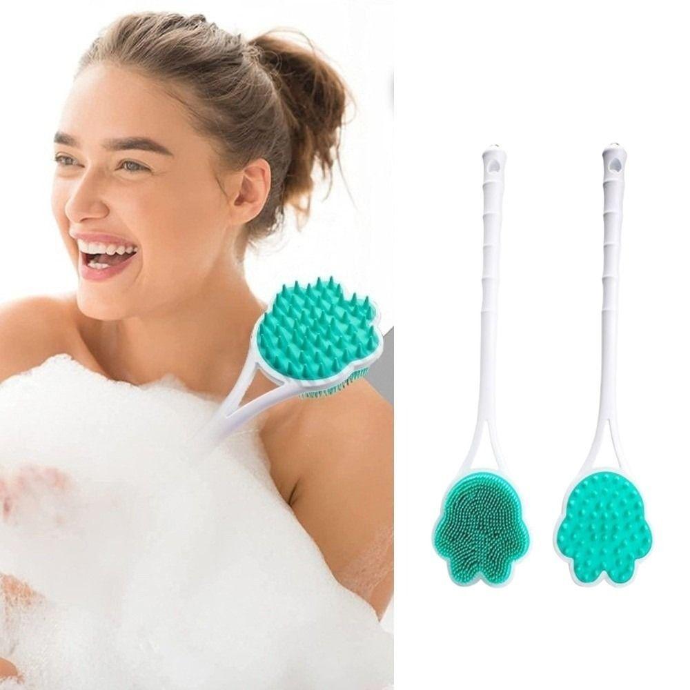 Silicone Shower Massage Brushes Long Handle Bathroom Back Scrubber Bath Back Brush  Cleaning