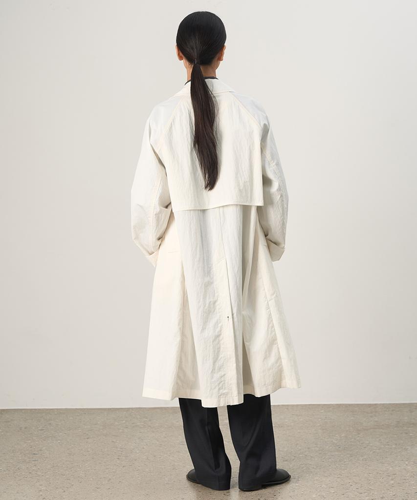 Rough Side White Label Washed Balmacan Coat Ivory
