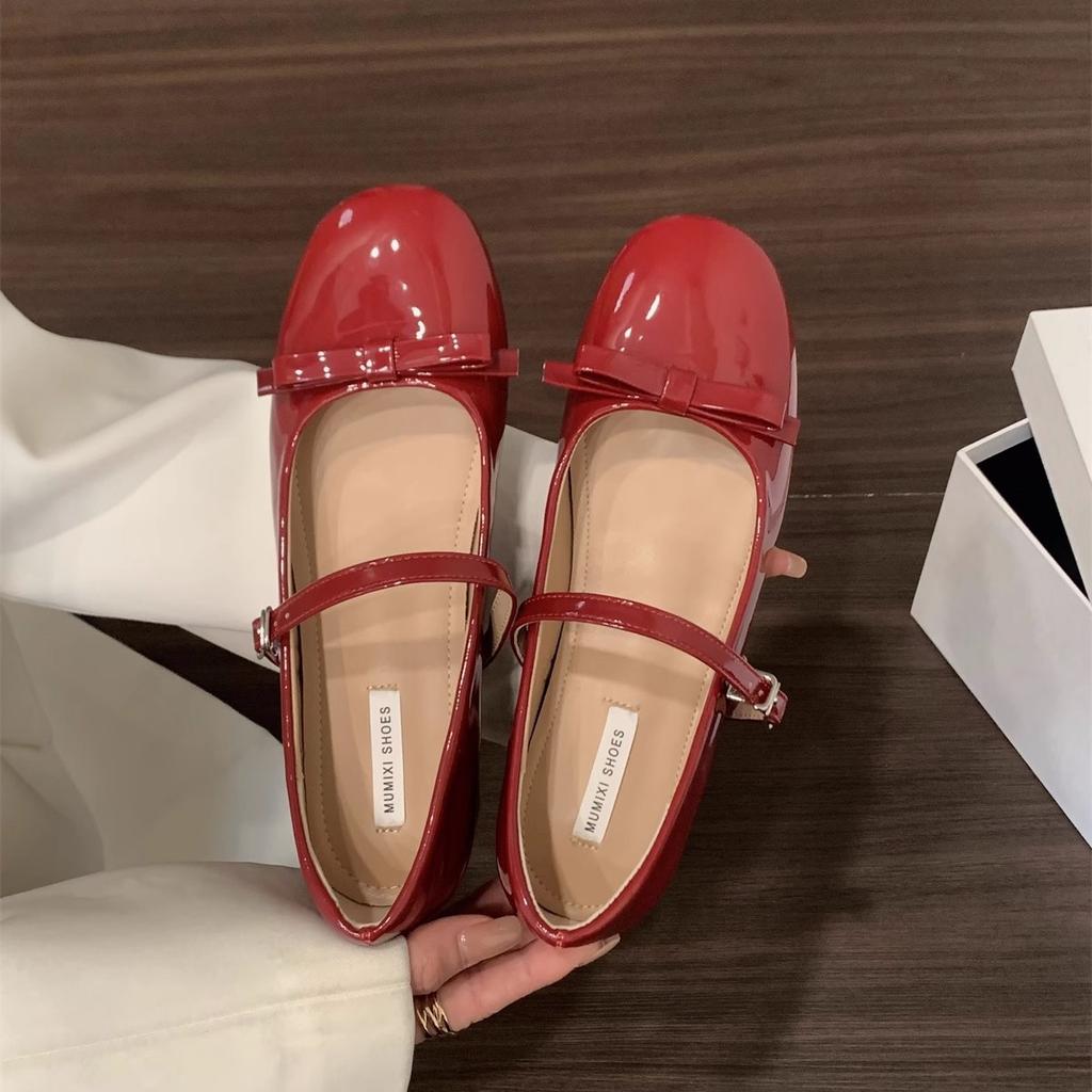 Soft leather version~ French nude single shoes women's shoes 2025 new spring ballet with skirt Mary Jane evening shoes