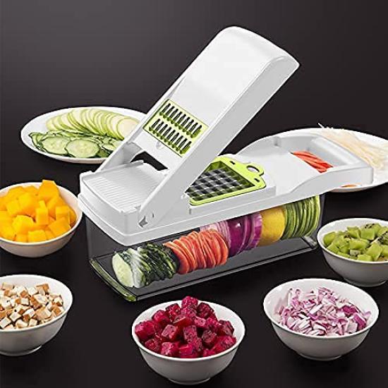 FOOKO 8 in Kochen Daikon Rettich Reibe Hobel Hergestellt mit Handschutz Edelstahl Weißer Hobel, 1, Multifunktional, Gemüse, Kohl, Julienne, Gerät,