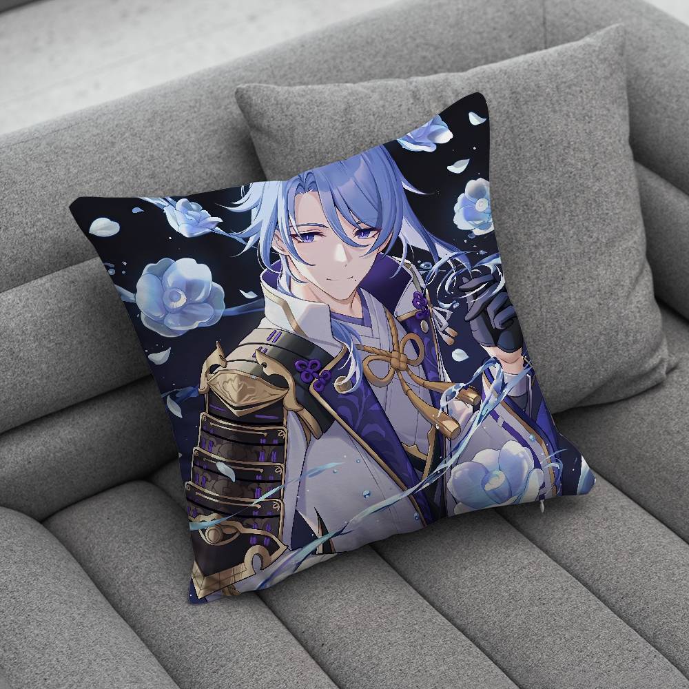 

KKamisato Genshin AAyato Impact Print Pattern Sofa Cushion Cover Pillowcase Home Party Car Bedding 30x30cm