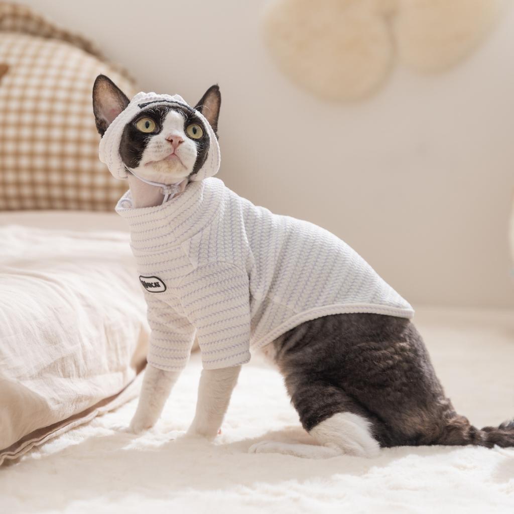 Oblečení pro mazlíčky podzimní a zimní domácí oblečení dvounohé topy na spaní s německou kočkou bezsrstá kočka kočičí oblečení