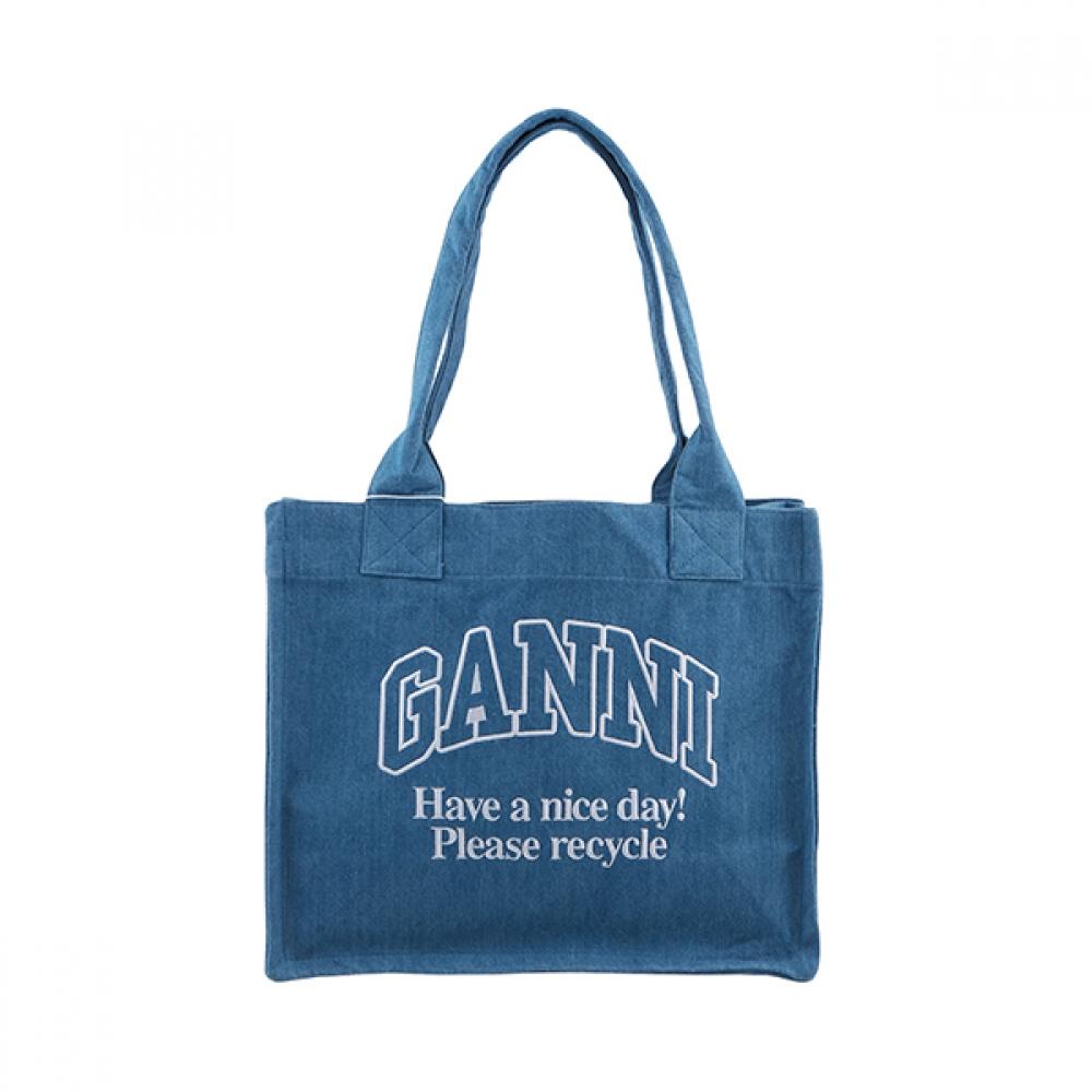 

Ganni A5599 630 Logo Denim Canvas Large Eco Bag A5599 630