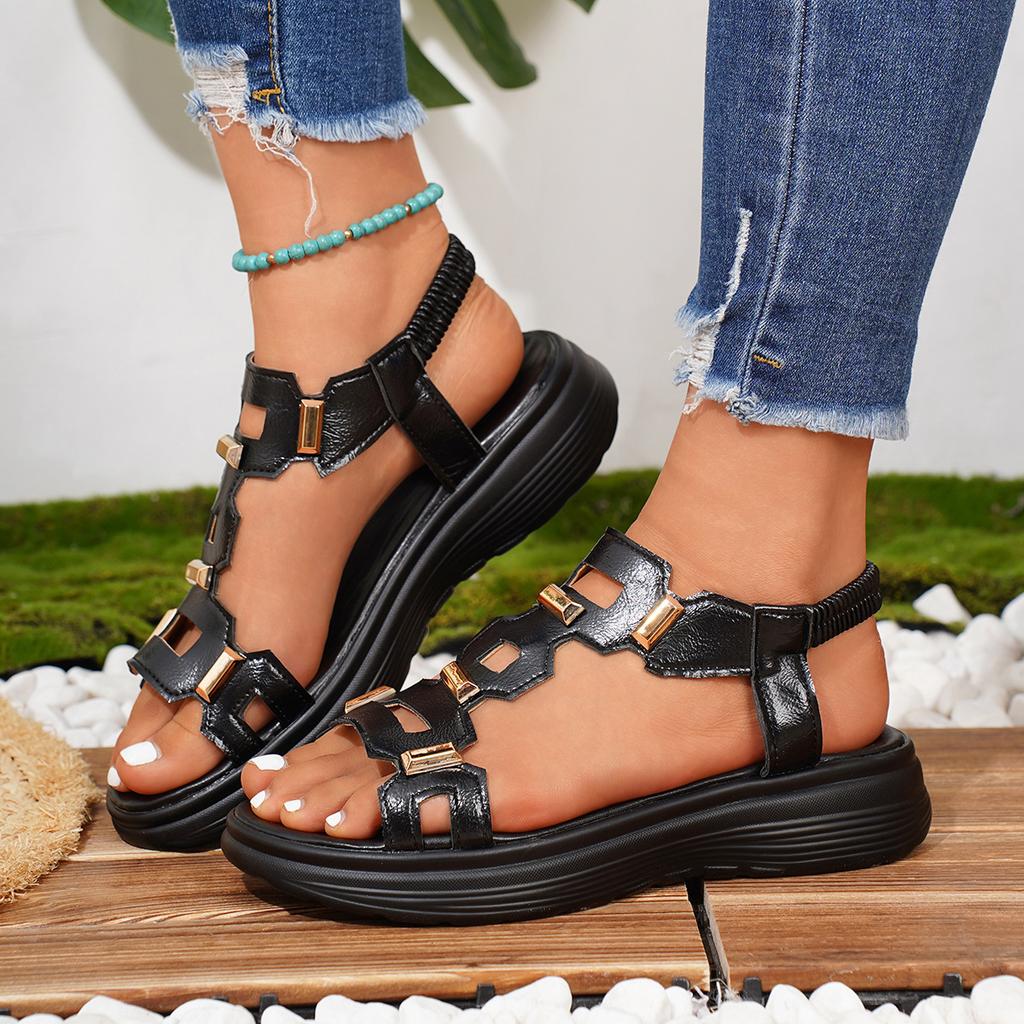 Plus-size Women's Shoes, Summer New Style Roman-style Platform Sandals, Fashionable Thick-soled Peep-toe Sandals