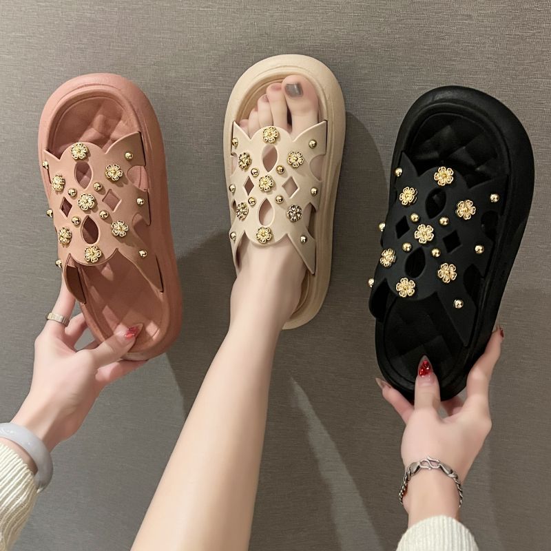 Fashion Summer Women Thick Sole Non-Slip Beach Slides Slippers for Indoor and Outdoor