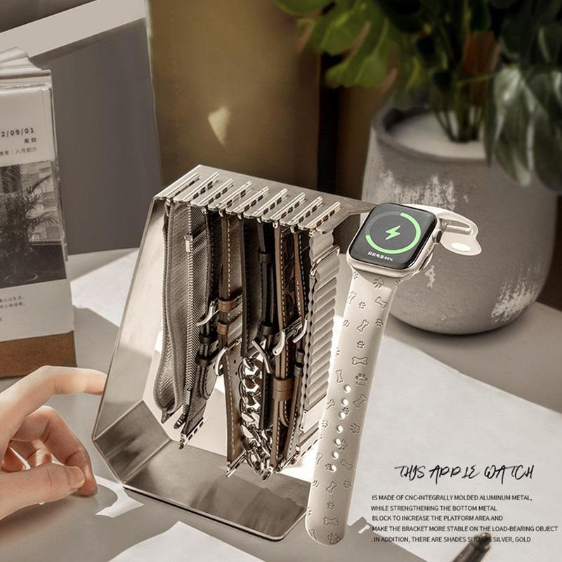 Strap Storage Bracket Charger Stand for Apple watch With Band Holder Desktop Steel Dock For IWatch Strap Charging G1S2