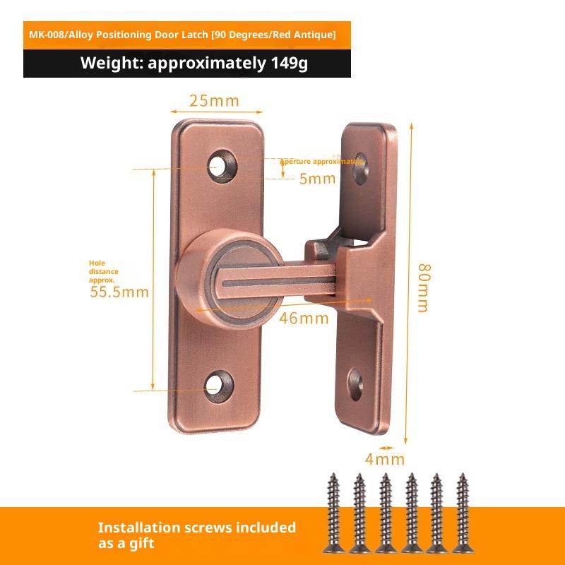 Door Lock Zinc Alloy 90 Degree Sliding Door Latch Heavy Duty Barn Gate Bolt Protect Privacy Cabinet Closet