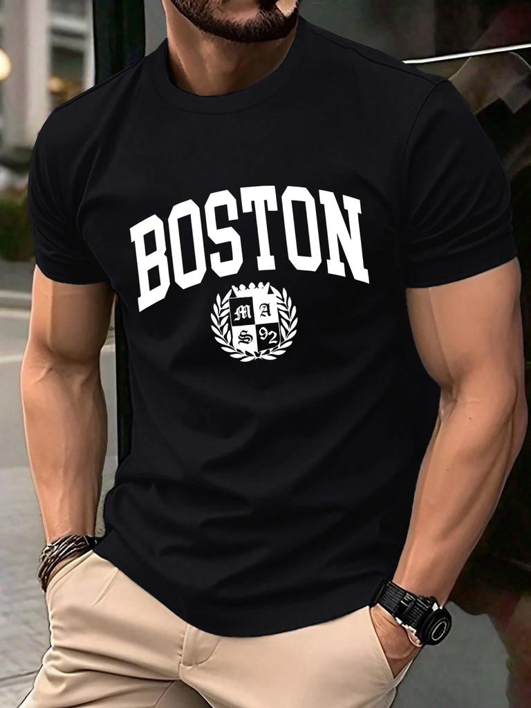 The Sacred Badge Of Boston Print Tee Shirts ONeck Loose Short Sleeve Trendy Cotton Sportswear Unisex Comfortable Summer TShirt