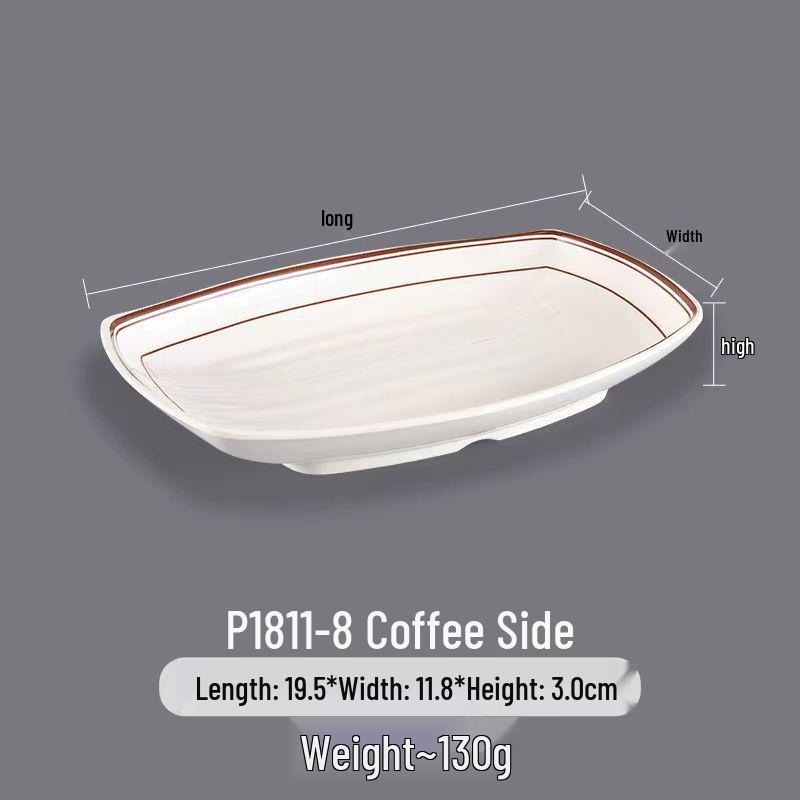 Melamine Rectangular Dinner Plate for Hot Pot, BBQ, and Cold Dishes - Porcelain-Look Restaurant Plate.