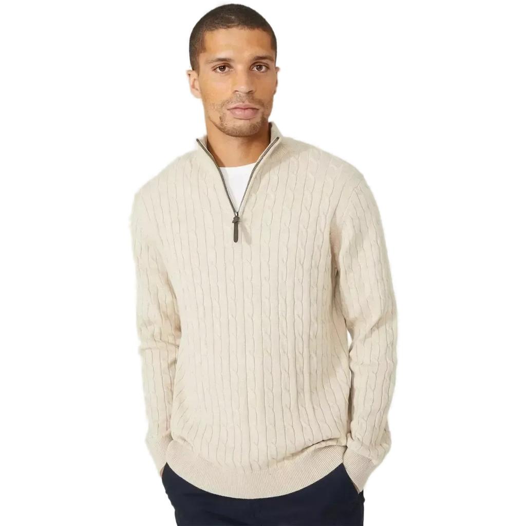 Maine Mens Cable Cotton Half Zip Jumper