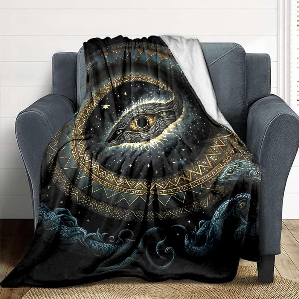 1pc Serpent Universe Blanket, Lightweight Flannel Throw Blanket for Sofa, Bed, Travel, Camping, Living Room, Office, Couch, Chair, and Bed