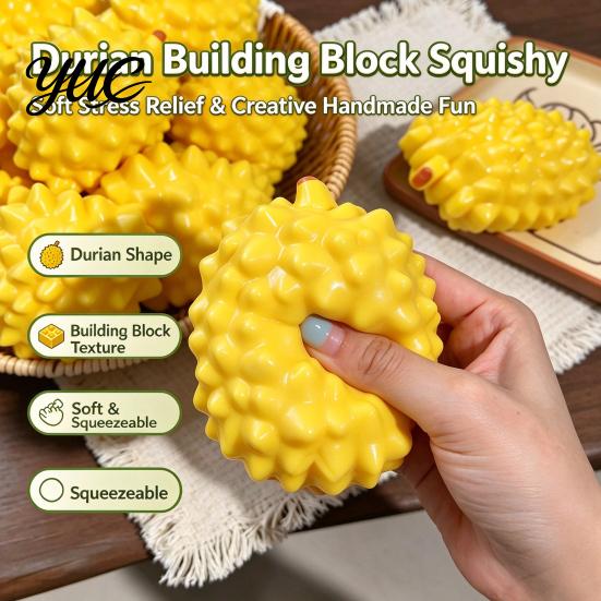 Crunchy Durian Toy Stress Relief Toy, Shapeable Fake Orange Squeeze Slow Rising Pinchable for Home and Office Soft Balls