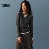 Semir Women's Cropped Faux Two-Piece Wool Blend Knit Sweater