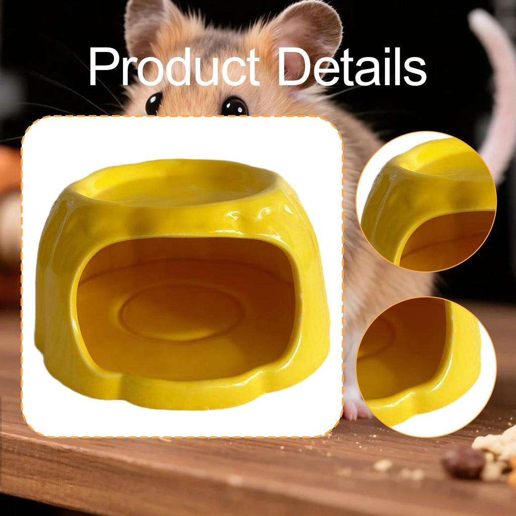 Small Animal Pudding Shape Ceramic Hamster House Hideout Food Bowl for Cage Decor and Bedding