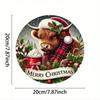 2D Flat Holiday Cow Metal Wall Art, Round Aluminum Sign For Home Door Porch Living Room