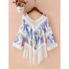 Bohemia Style Spring and Summer New Arrival Fashion V Neck Crocheted Cut Out Stitching Tassel Blouse Loose Sun Protection Outwear Women