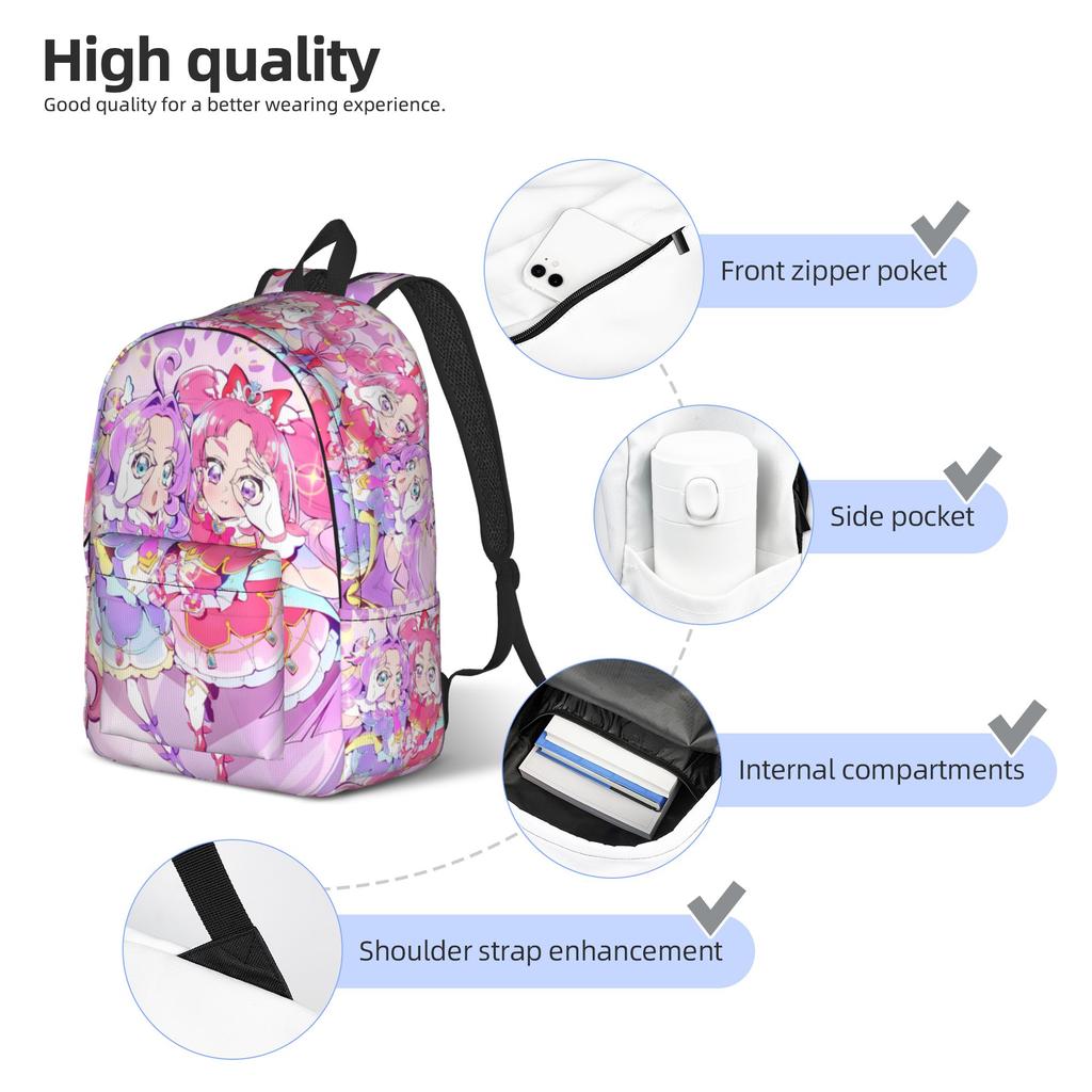 Fashion Pretty Cure Backpack  Mochilas Daily High School Retro Washable Rucksack