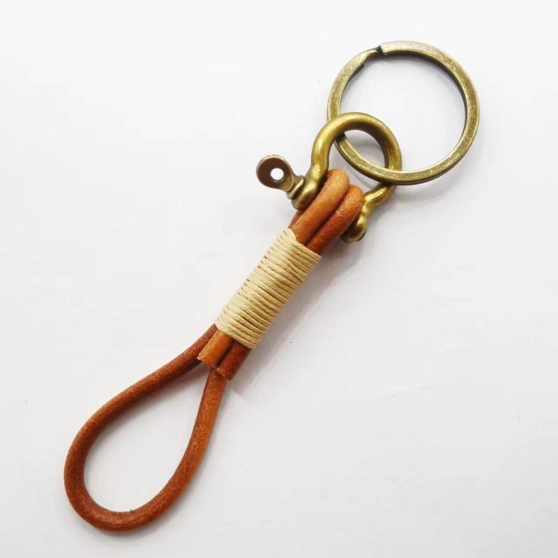 Braided PU Leather Spring Keychain Classical Vintage Design Soft Rope Pendant Charm Creative Gift for Men and Women