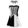 Cross-Dressing Queen Vampire Clown Cosplay Costume Halloween Demon Outfit Black and White Plaid Clown Cosplay Costume