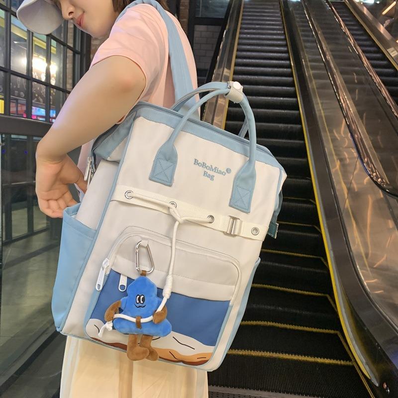 New Girls Schoolbag Large Capacity Lightweight Backpack Contrasting Color Female College Students Schoolbag Travel Computer Backpack