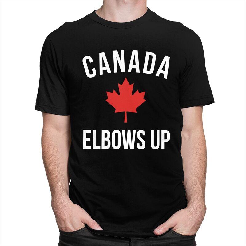 Custom Cool Elbows Up Canada Maple T Shirt Men Pure Cotton Tshirt Leisure Tee Tops Fashion Tshirts