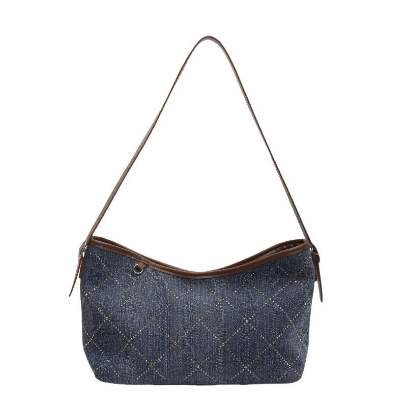 

Сумка большой вместимости женская новая модная джинсовая на плечо подмышку сумка для поездок на работу портативная сумка-тоут темно-синий