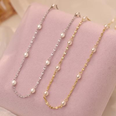 Light Luxury Pearl Necklace for Women with A Sense of High-end Design, Elegant Temperament, and Simple Collarbone Chain