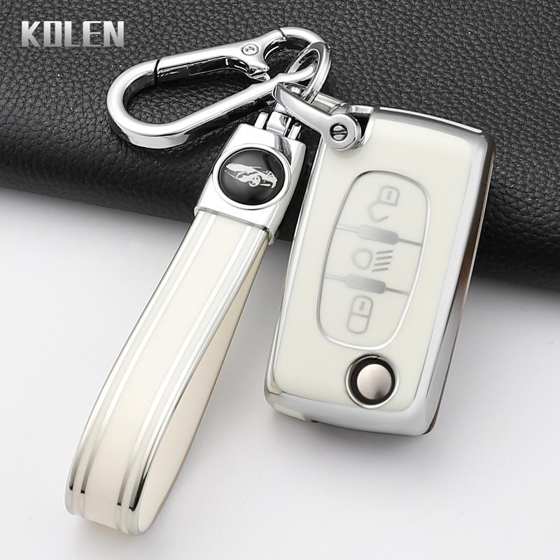 Mode Auto Schlüsselhülle Abdeckung Für Citroen C2 C3 C4 C5 C6 Xsara Berlingo Für Peugeot 207 307 308 407 607 807 Geschützter Schlüsselanhänger Fob
