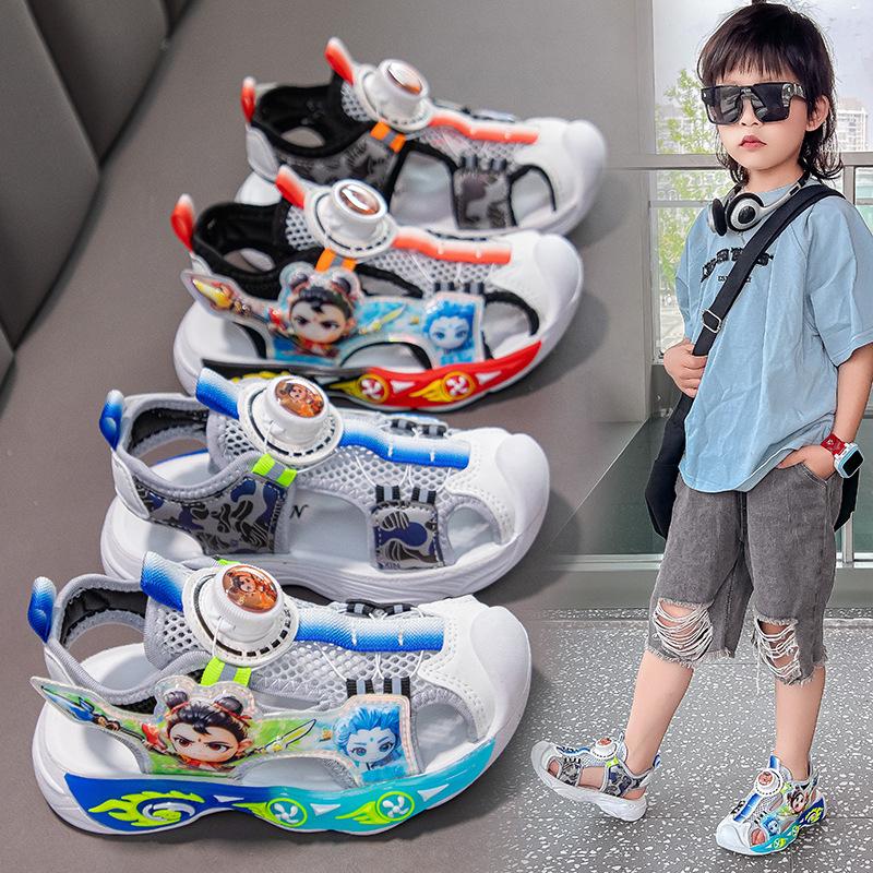 Boys Sandals Children's Sports Beach Shoes 2025 Summer New Cartoon Bag Head Sandals Breathable Hollow Casual Shoes
