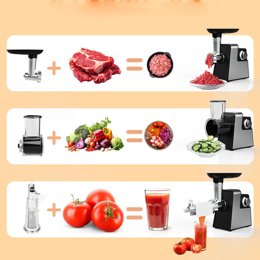 Household Stainless Steel Meat Grinder Vegetable Cutter Kitchen Machine Multifunctional Electric Slicer Shredder Sausage Filler
