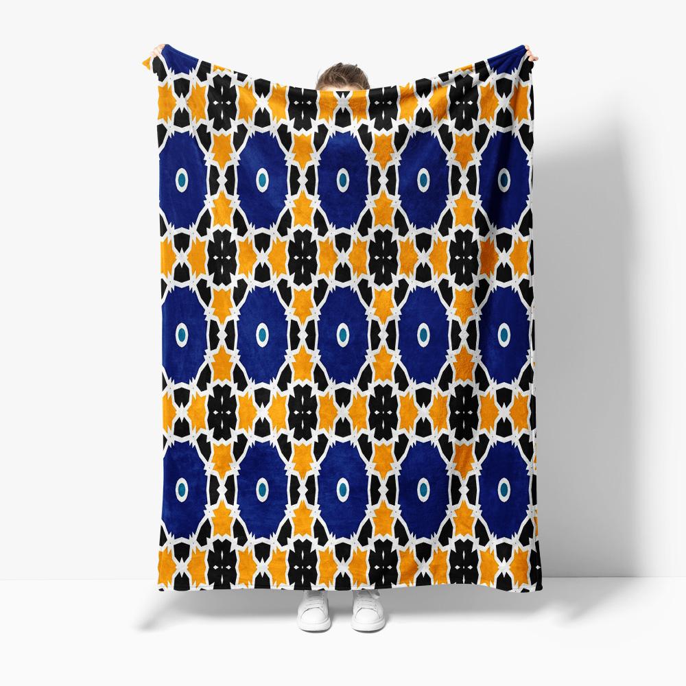 Turkse Batik Katoenen Plaid Met Oranje En Blauw Bloemenpatroon Bank Bed Woonkamer Decor Kussensloop 70x100cm28x39in