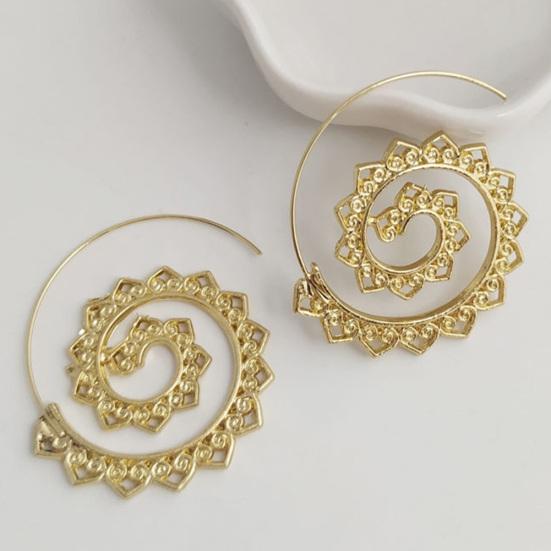 Damskie kolczyki spiralne okrągłe zębatki serce piercing biżuteria statement prezent