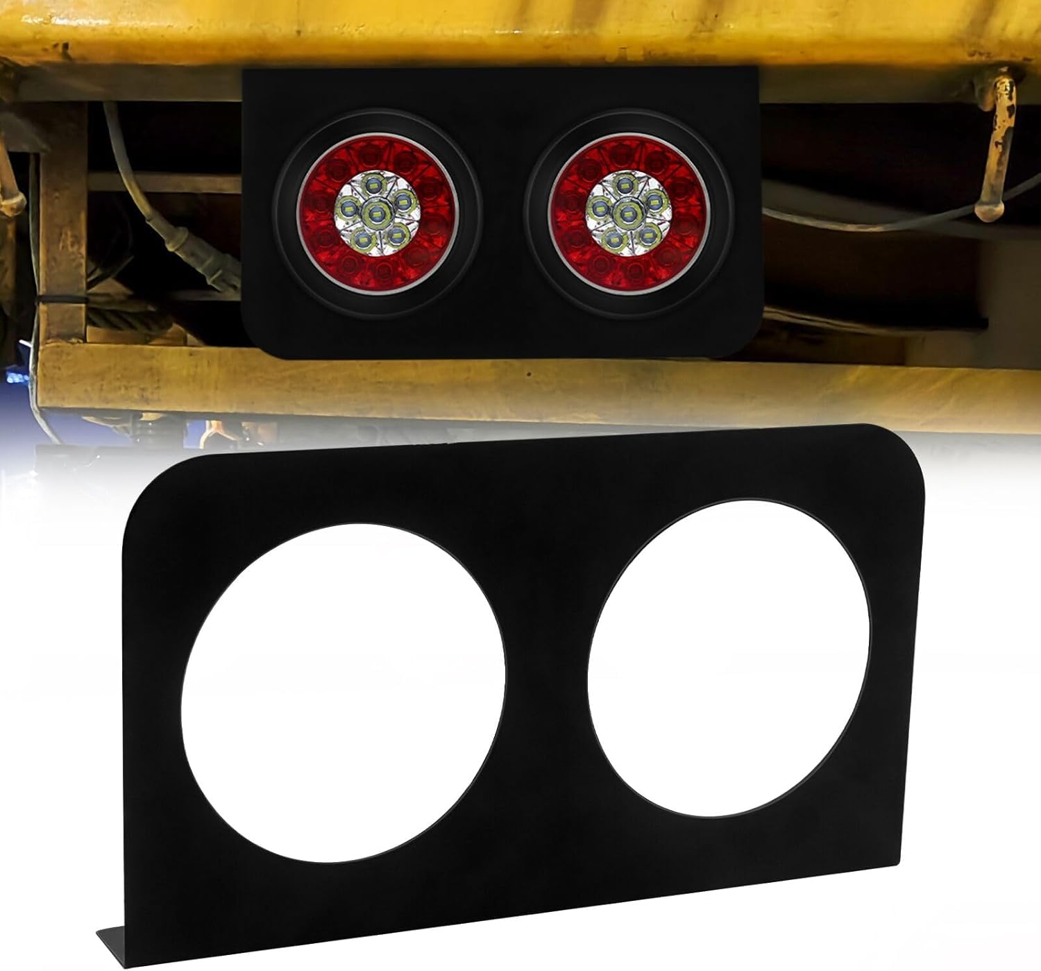 

Ygmylandbb Round LED Trailer Light with Iron LED Truck Stop Brake Light Mount Clamp for RV Trailers and Large Set of 2 4-inch Bracket, Trucks, (2 чёрный