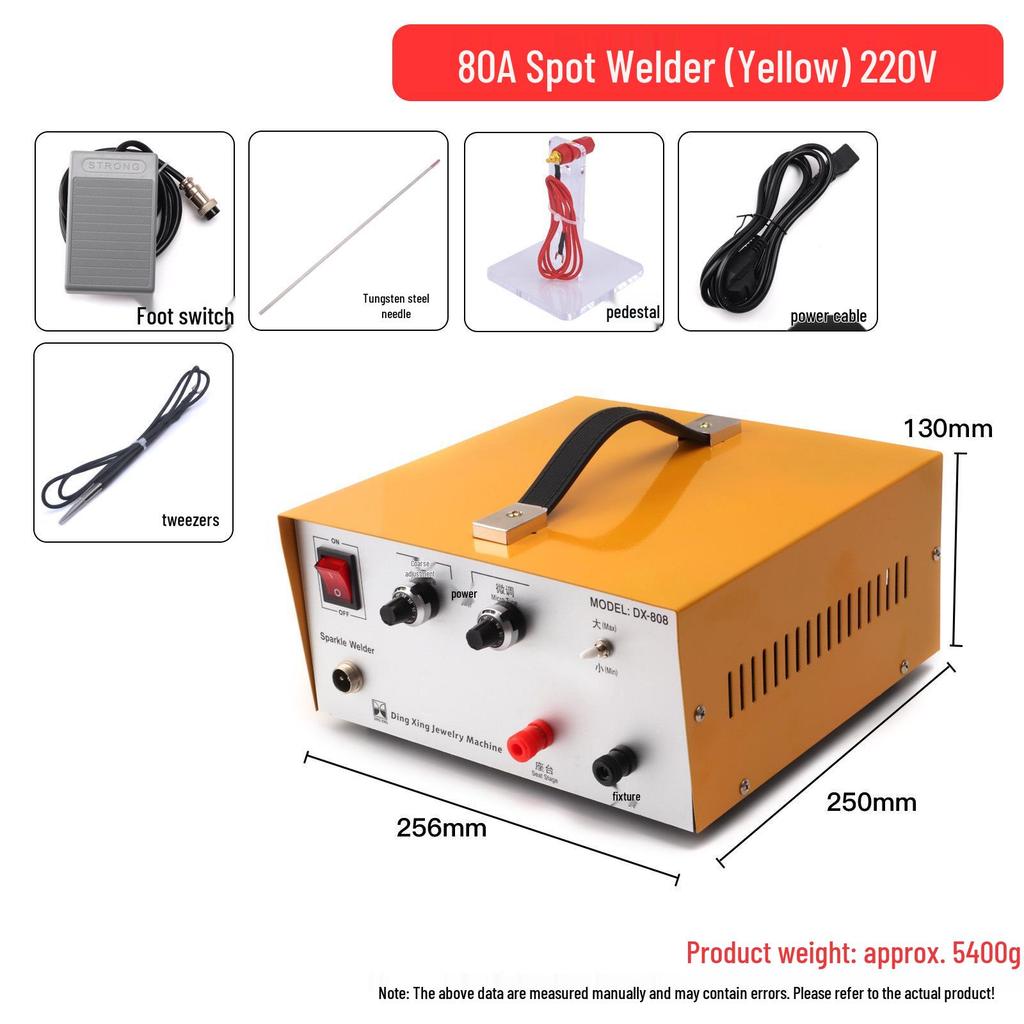 Handheld 80A Jewelry Spot Welder for Fine Wire Rings with Foot Pedal - Portable Projection Welding Tool.