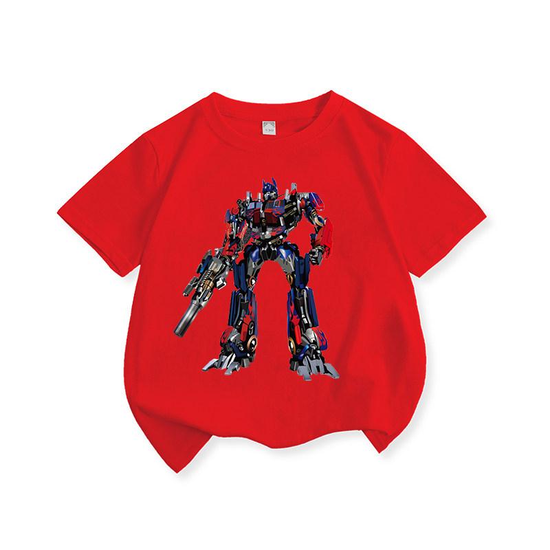Summer Children's T-Shirt New Transformers Optimus Prime Print Parent-Child Casual Fashion