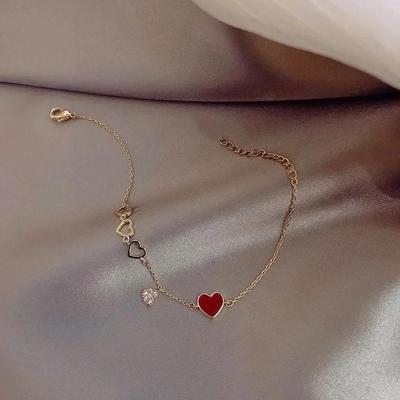Korean Version of Peach Heart Bracelet for Women Sweet Texture Popular Simple Personalized Fashion Student Bracelet for Women