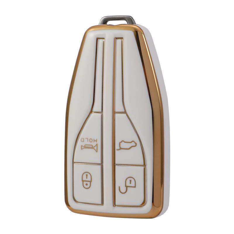 FAW Hongqi HS5 HS7 Key Case: Women's Hot Selling Soft TUP Rubber with Gold Edge H9 Car Protective Shell