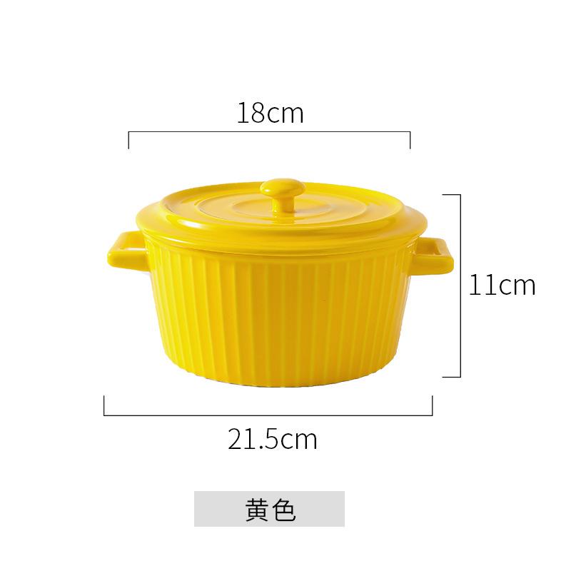 Direct Supply European Binaural Soup Bowl With Lid Large Student Instant Noodle Bowl Ceramic Large Bowl Soup Bowl Household Noodle Bowl