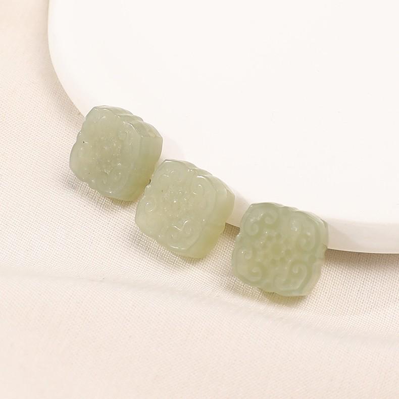 Hetian Jade Ruyi Square Plaque Beads for DIY Jewelry & Bracelets