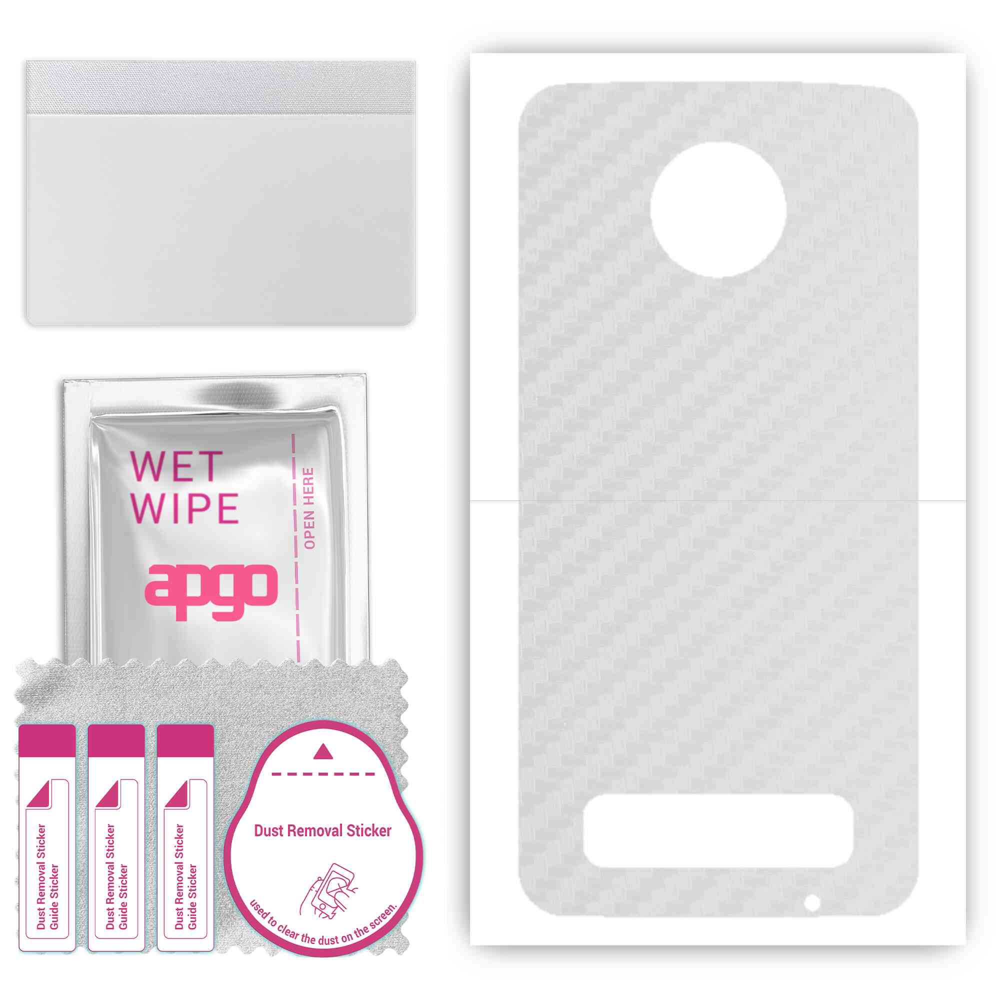 

Apgo Protective Skin Sticker for the back compatible with Motorola Moto Z3 Play, Wrap Film, Foil, Vinyl - Pattern Transparent Carbon
