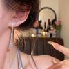 Light Luxury Zircon Heart Drop Earrings for Women Girls New Versatile Long Tassel Dangle Earrings Wedding Jewelry Accessories