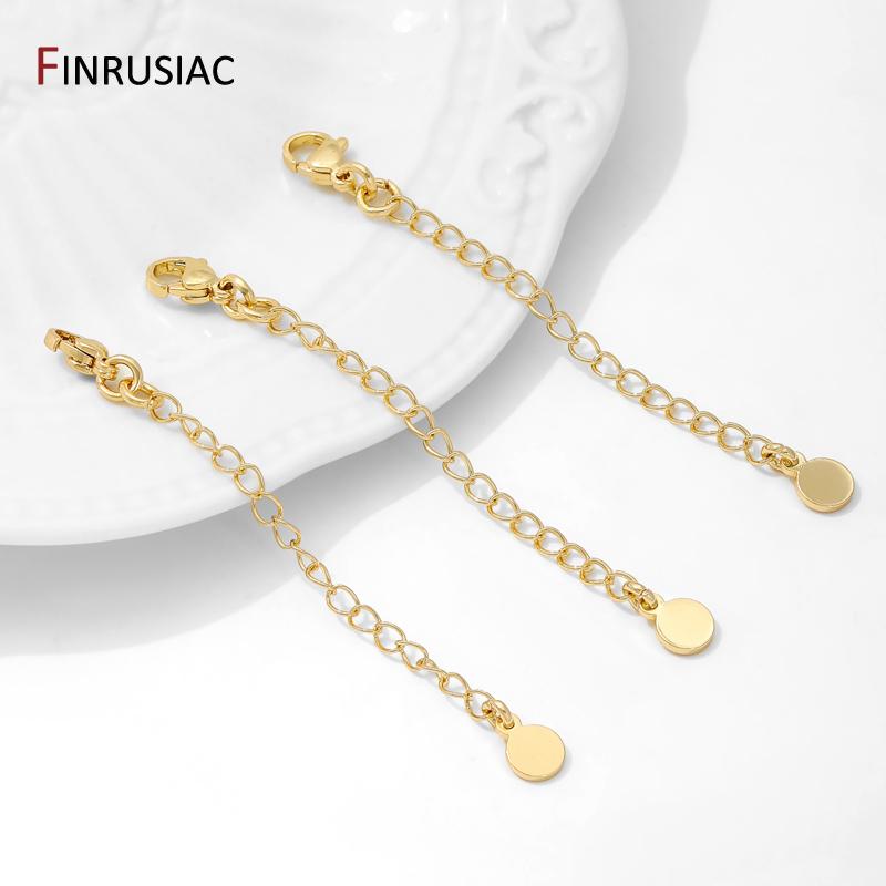 1/3/5Pcs/Lot 14K Gold Plated Brass Round Extension Chain For Jewelry Making,Thick Extended Tail Chain DIY Necklace Accessories