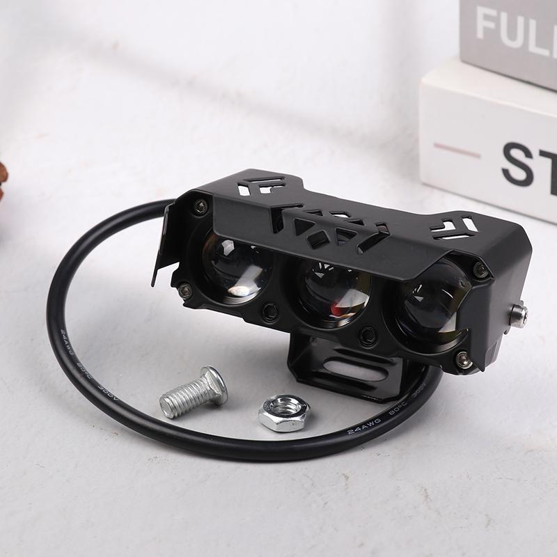 3 Eyes LED Motorcycle Spotlight Work Lamp Hi Low Beam Fog Light For Car SUV Truck Mini Lens Driving Off Road