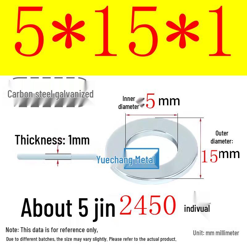 Galvanized Iron Flat and Square Washer Set - Thick, Enlarged, Extra Large, and Special Shapes