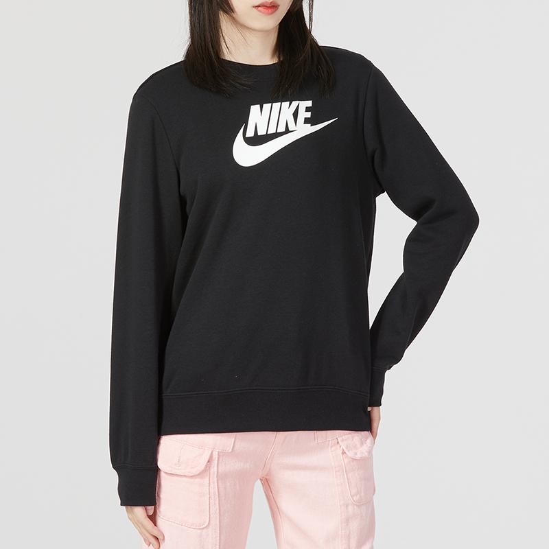 Nike Sport Casual Crew Neck Sweatshirt Women Tops Black DQ5833-010