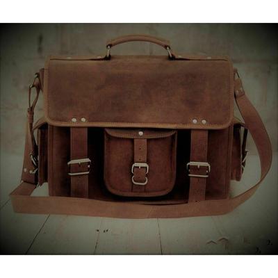Mens Genuine Vintage Brown Leather Messenger Bag Shoulder Laptop Briefcase