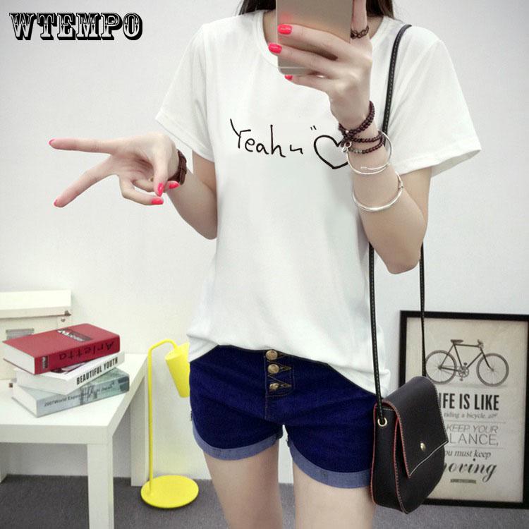 

WTEMPO Летняя футболка Женщины Новые поступления Мода Любовное письмо Футболка с принтом Женские футболки Футболки Повседневные