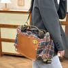 Korean Version of Fashion Single Shoulder Double Shoulder Dual-purpose Bag 2023 New Large-capacity Plaid Backpack Crossbody Pillow Bag Tide